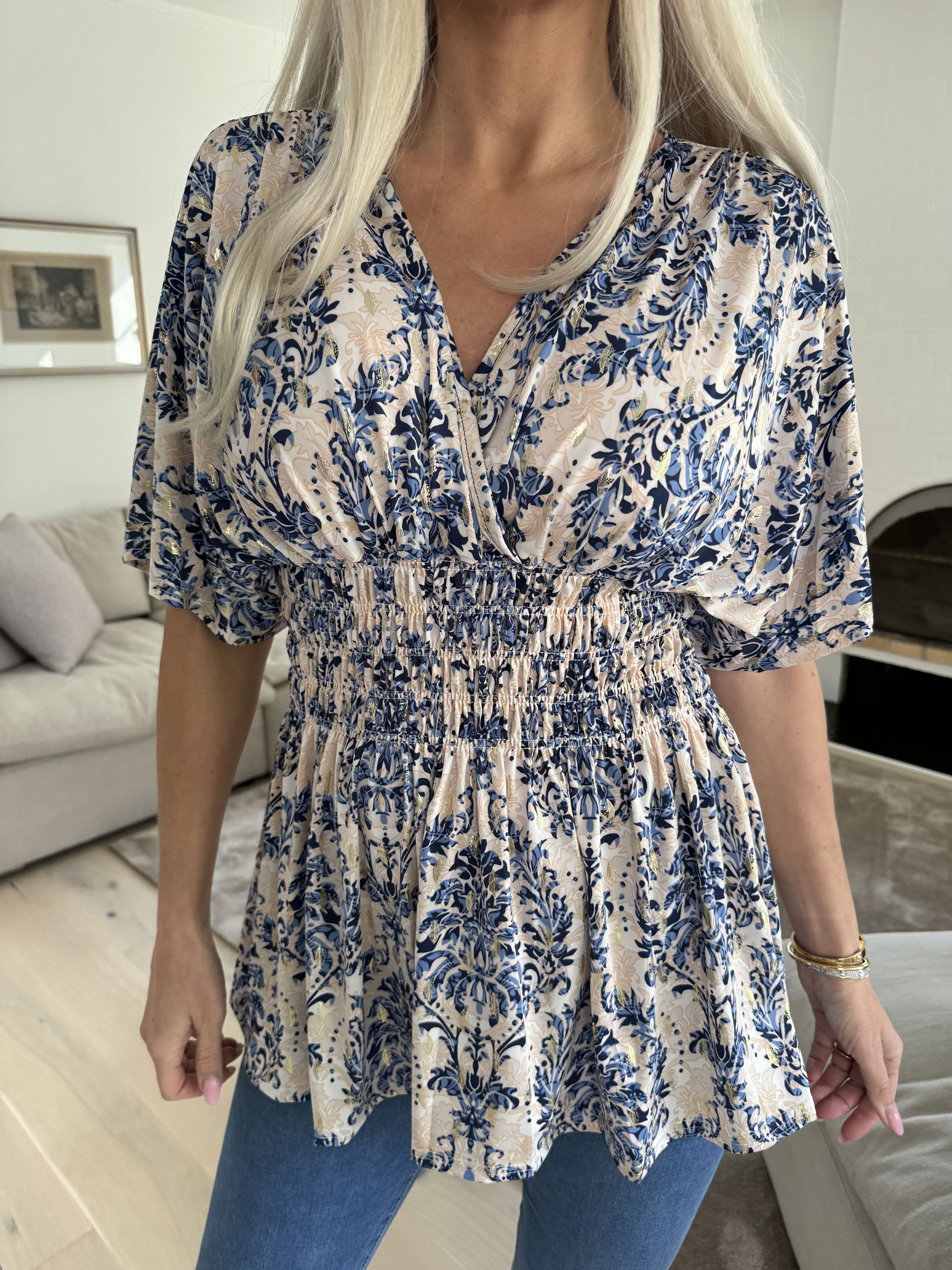 Pams Royal Shirt - Sød tunika i fint med print med smock